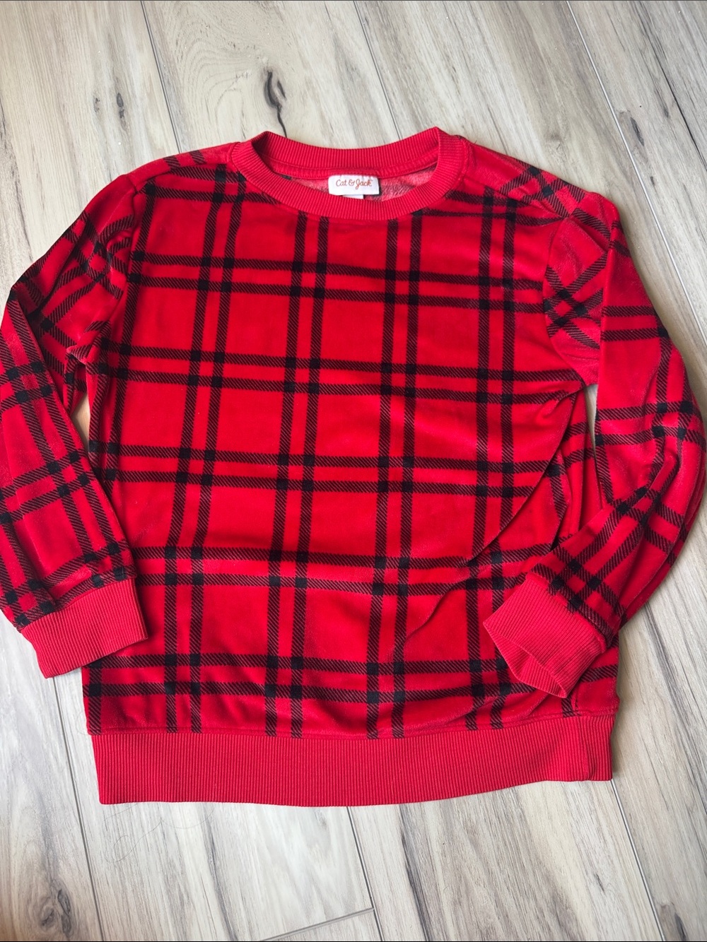 Red and black plaid top